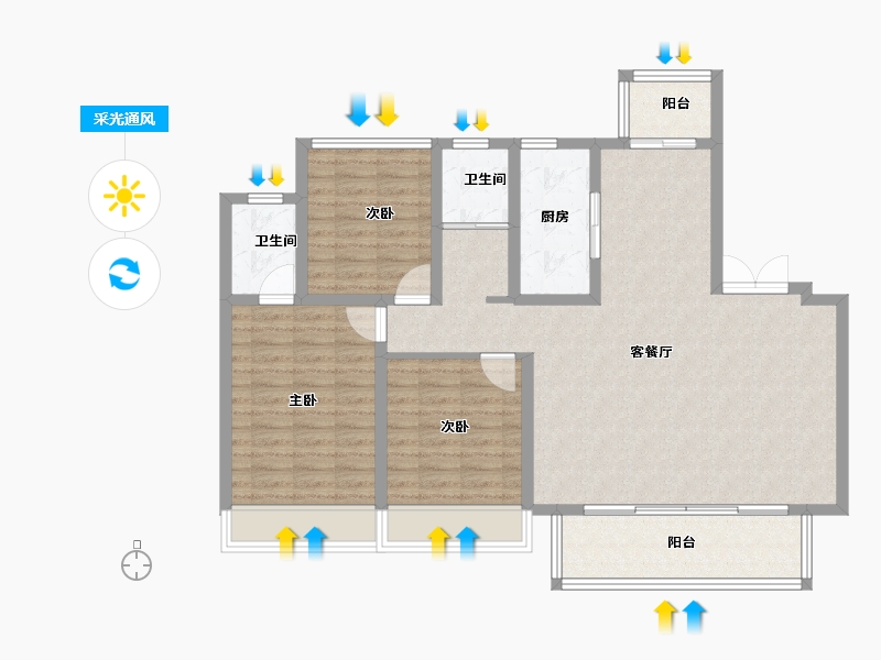 河南省-焦作市-华洋院子-107.20-户型库-采光通风