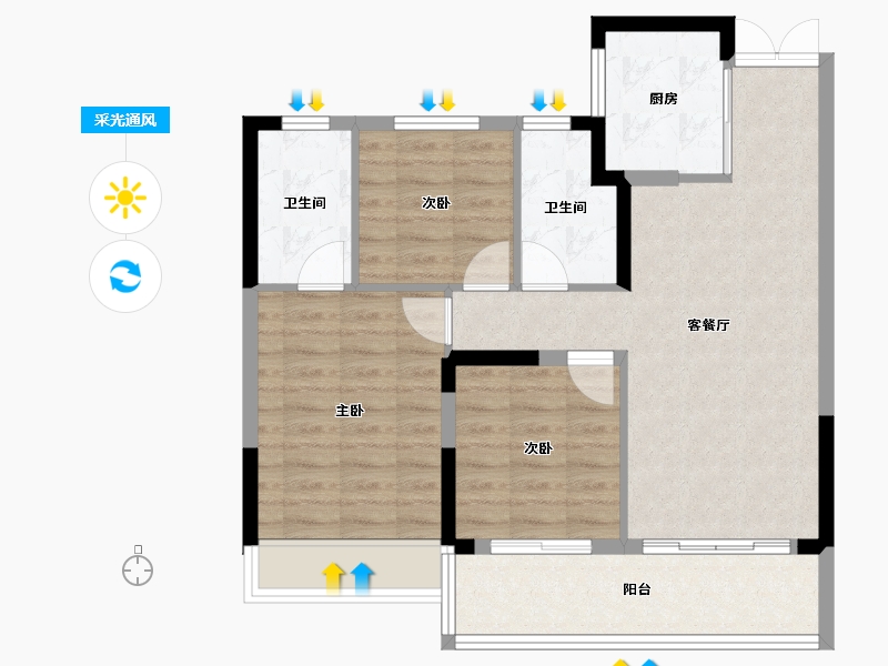 浙江省-温州市-中楠御墅-78.39-户型库-采光通风