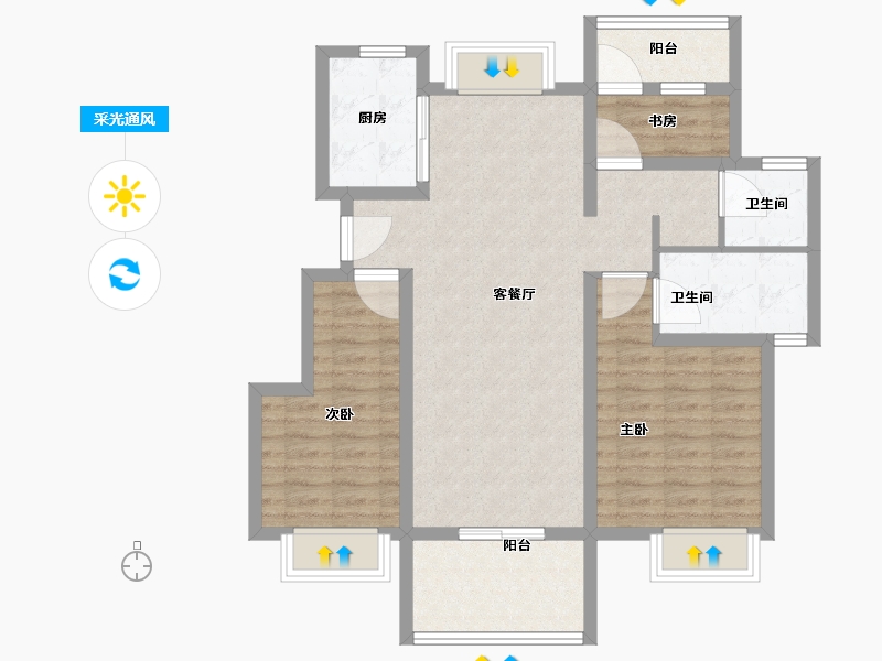 江苏省-镇江市-远洋香奈城三区-88.23-户型库-采光通风