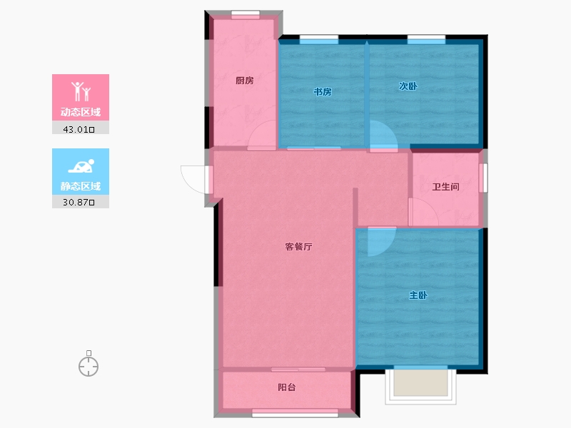 河北省-廊坊市-绿地空港·西斯莱公馆-66.94-户型库-动静分区