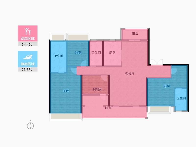 广东省-珠海市-绿景玺悦湾-144.03-户型库-动静分区