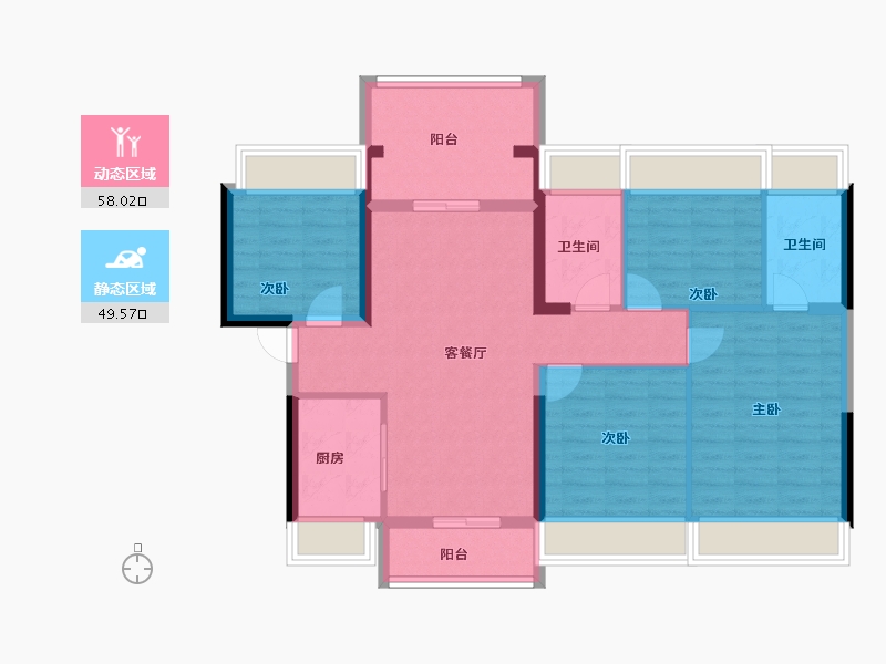 广东省-珠海市-龙光·玖榕湾-96.20-户型库-动静分区