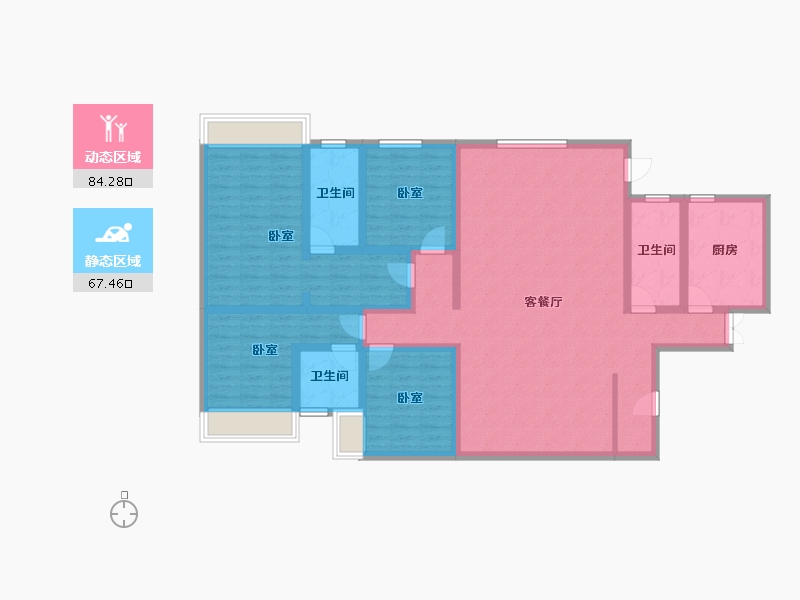 贵州省-六盘水市-大林城-135.33-户型库-动静分区