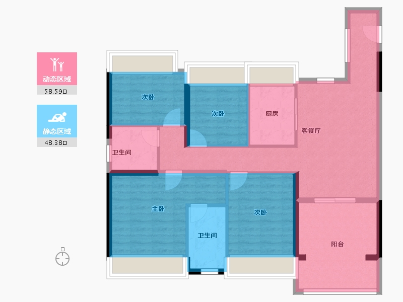 广东省-珠海市-龙光·玖榕湾-95.44-户型库-动静分区