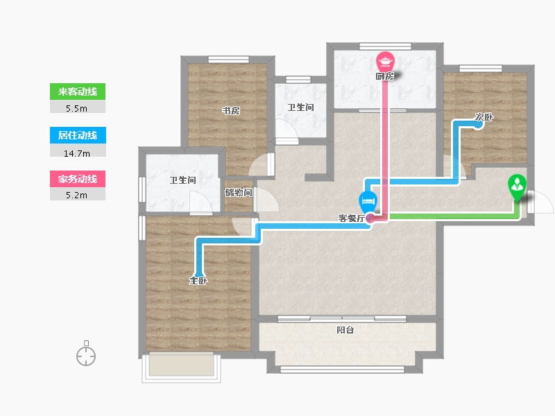 甘肃省-兰州市-万科水晶城-105.60-户型库-动静线