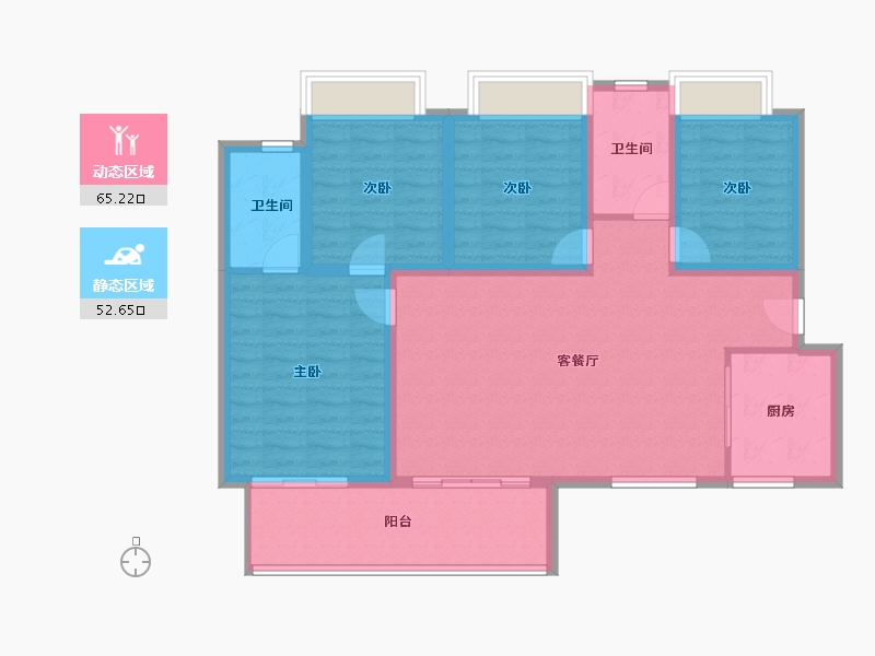 湖南省-长沙市-金科集美天辰-106.15-户型库-动静分区