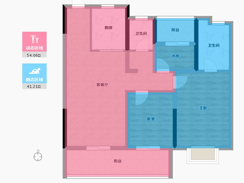 江苏省-常州市-嘉宏空港国际星光城-84.00-户型库-动静分区