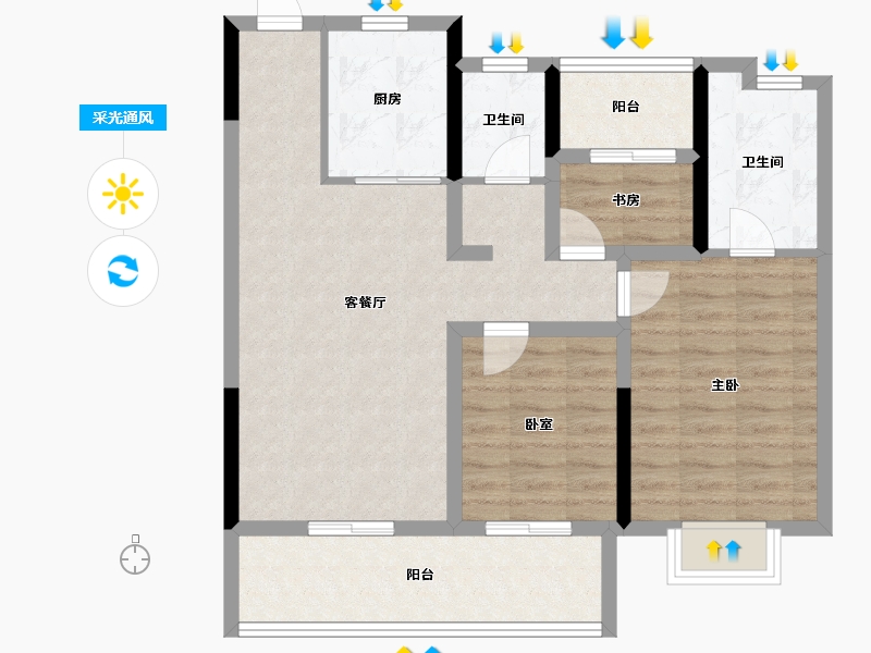 江苏省-常州市-嘉宏空港国际星光城-84.00-户型库-采光通风