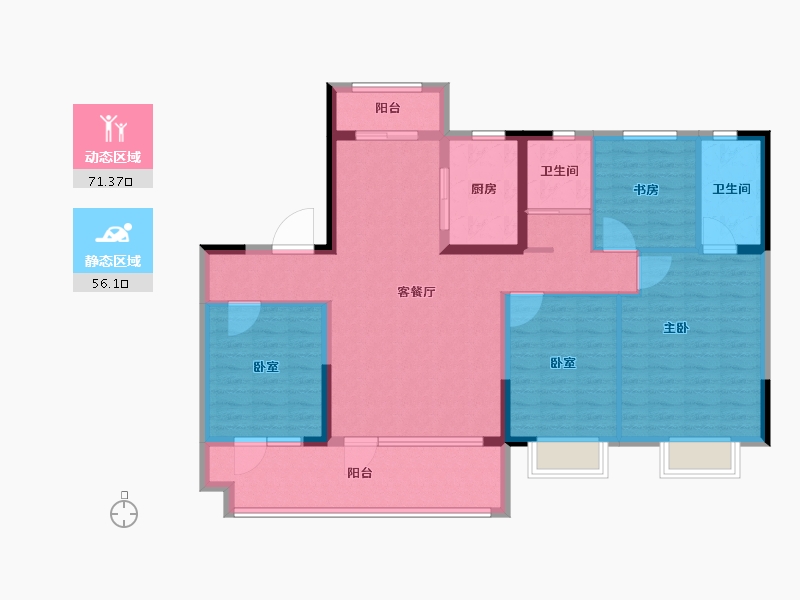 山东省-临沂市-临沭碧桂园翡翠天境-114.40-户型库-动静分区