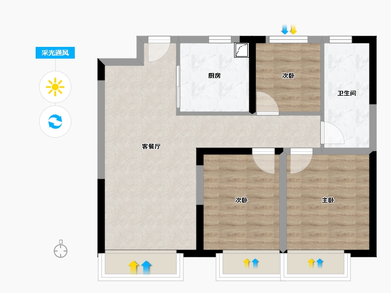 辽宁省-大连市-万科未来之光-72.00-户型库-采光通风