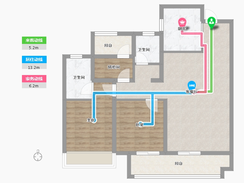 江苏省-盐城市-碧桂园紫云名邸-84.00-户型库-动静线