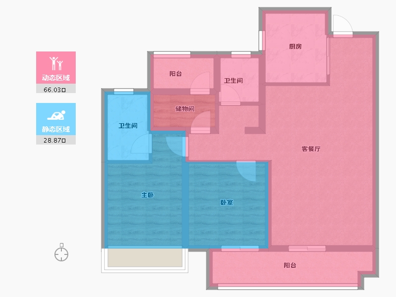 江苏省-盐城市-碧桂园紫云名邸-84.00-户型库-动静分区