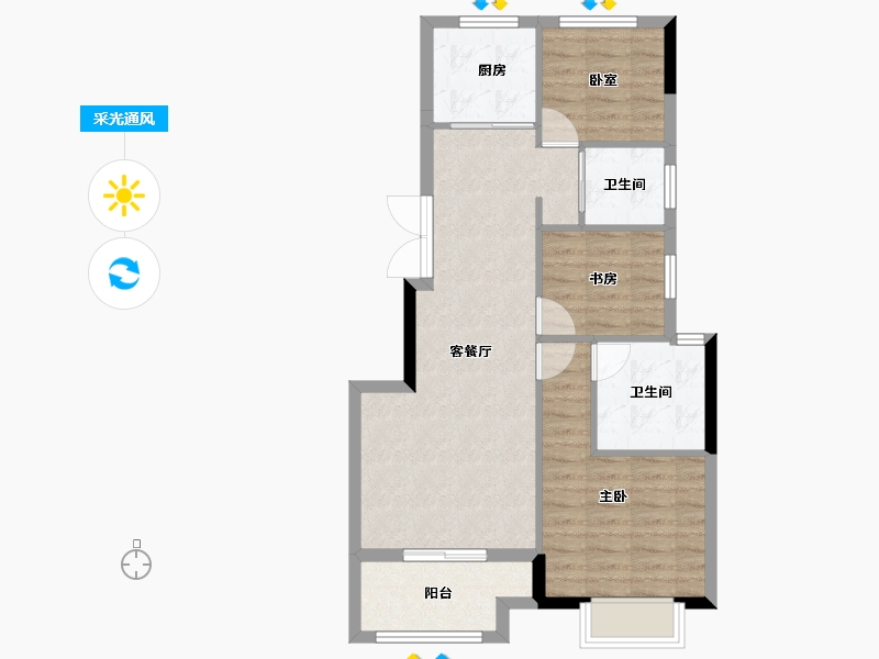 浙江省-嘉兴市-鸿翔紫慈里-71.20-户型库-采光通风