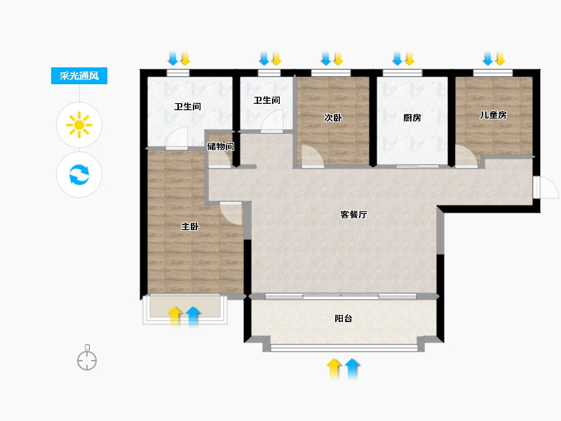 甘肃省-兰州市-万科水晶城-97.37-户型库-采光通风