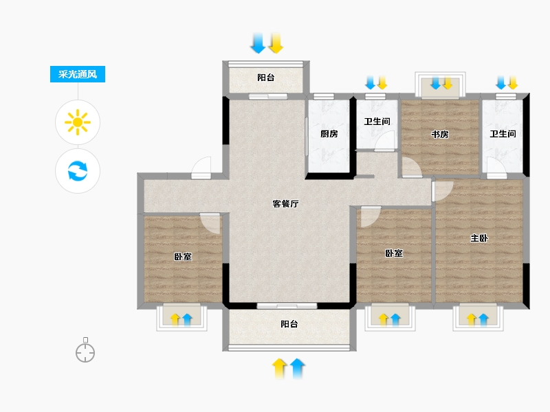 江苏省-南京市-碧桂园泊云间-112.00-户型库-采光通风