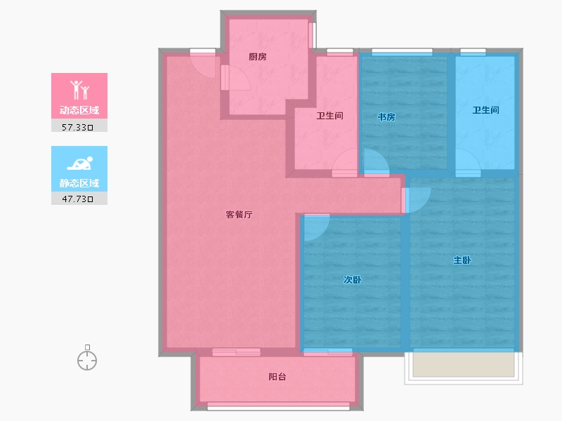 河北省-廊坊市-融创·翡丽壹虢-93.60-户型库-动静分区