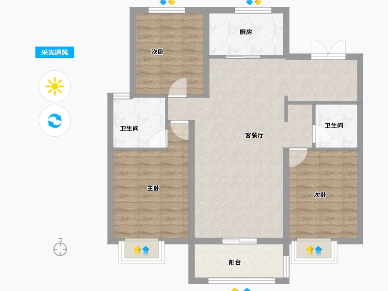 河北省-石家庄市-万科翡翠四季-92.01-户型库-采光通风