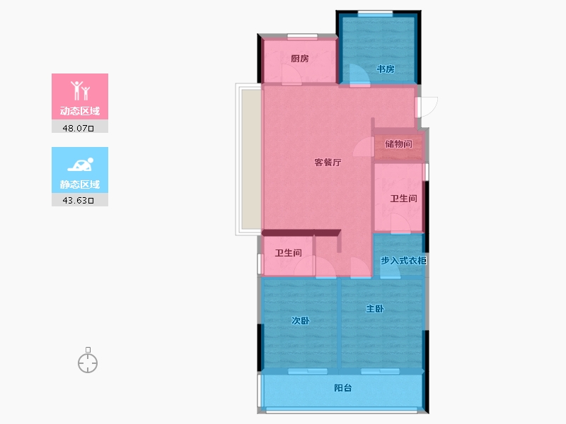 浙江省-台州市-中天望江府-87.14-户型库-动静分区