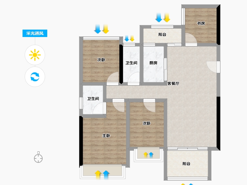 广东省-湛江市-政泰广场-90.01-户型库-采光通风