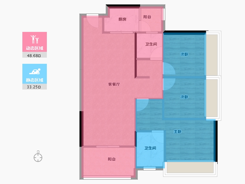 广东省-惠州市-隆生仲恺花园-74.12-户型库-动静分区