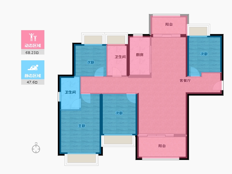 广东省-珠海市-世荣峰景广场-103.89-户型库-动静分区