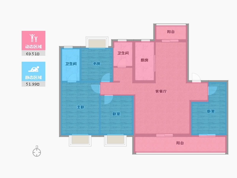 江苏省-南京市-新城振业铭著风华-108.80-户型库-动静分区