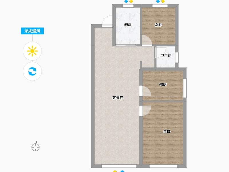 辽宁省-沈阳市-中瑞府-69.88-户型库-采光通风