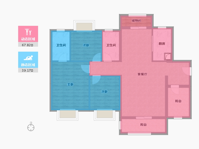 广东省-佛山市-奥园誉峯-95.34-户型库-动静分区