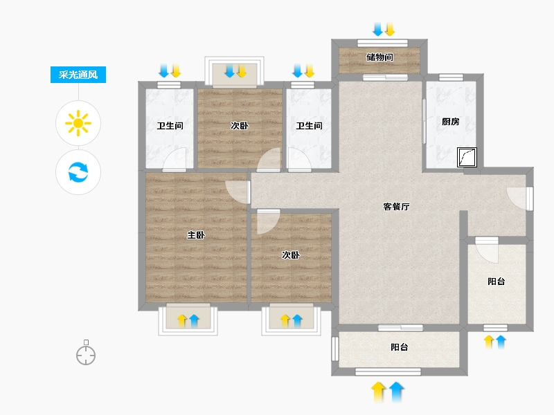 广东省-佛山市-奥园誉峯-95.34-户型库-采光通风