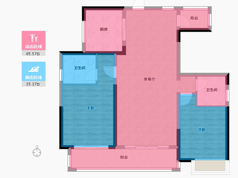 湖南省-株洲市-跃达幸福里-97.00-户型库-动静分区