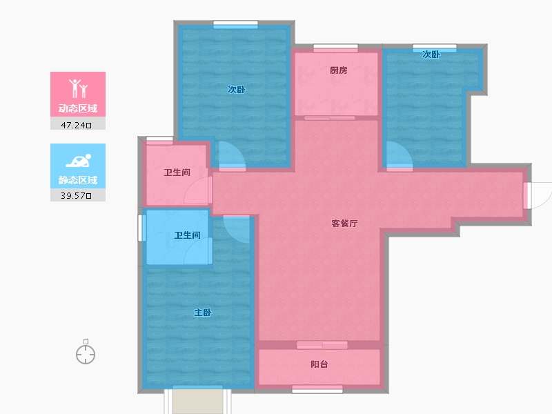 河北省-廊坊市-衡际城锦绣荣府-76.49-户型库-动静分区