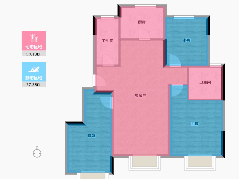 天津-天津市-碧桂园中骏天寰-78.40-户型库-动静分区