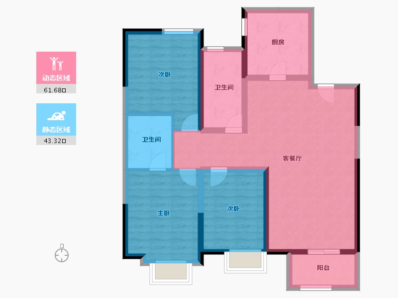 河北省-廊坊市-绿宸·汤泉华府-93.70-户型库-动静分区