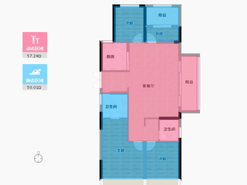 浙江省-温州市-蓝光广城未来天辰-96.67-户型库-动静分区