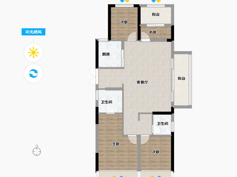 浙江省-温州市-蓝光广城未来天辰-96.67-户型库-采光通风