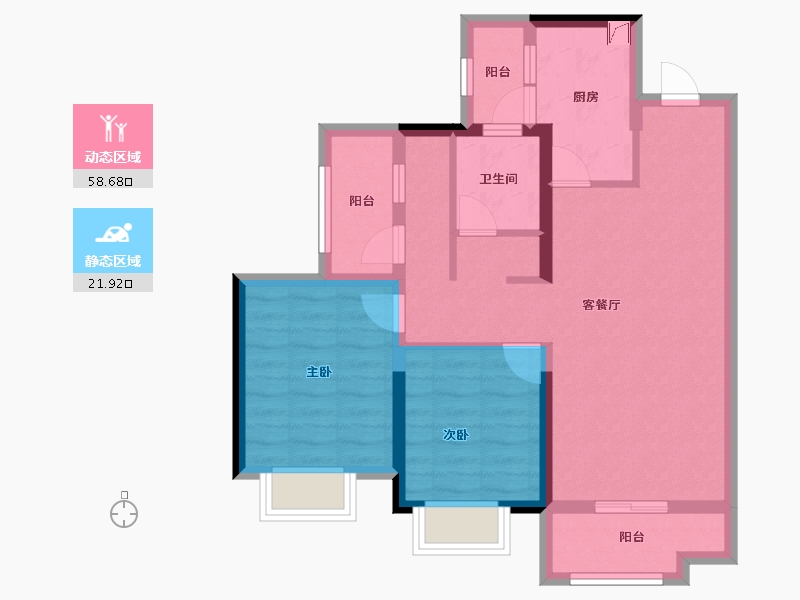 广东省-佛山市-金科卓越集美江湾-70.40-户型库-动静分区