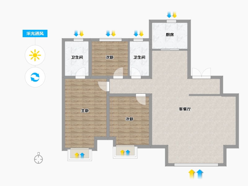 河北省-廊坊市-融创·翡丽壹虢-112.00-户型库-采光通风