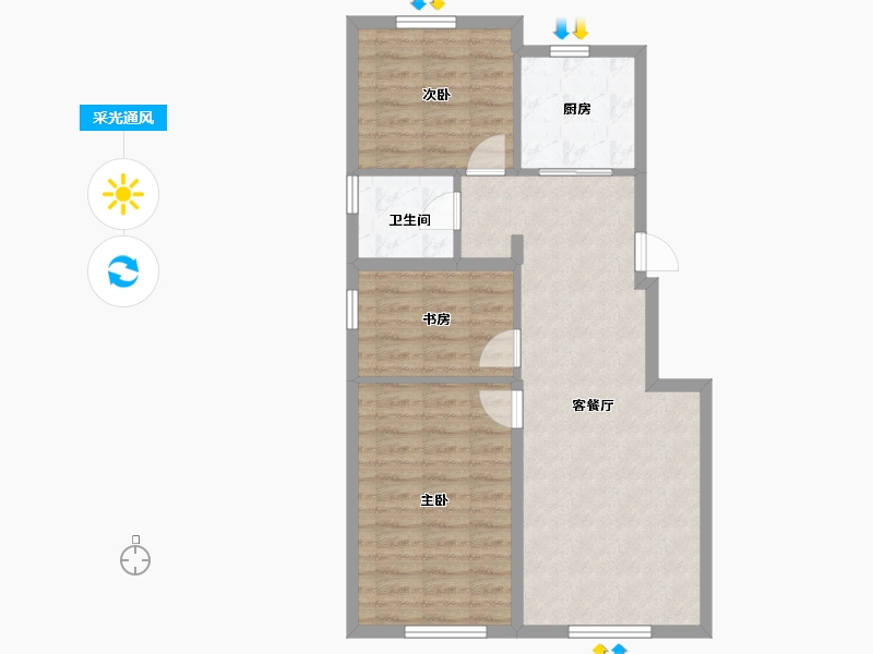 辽宁省-沈阳市-中瑞府-72.99-户型库-采光通风