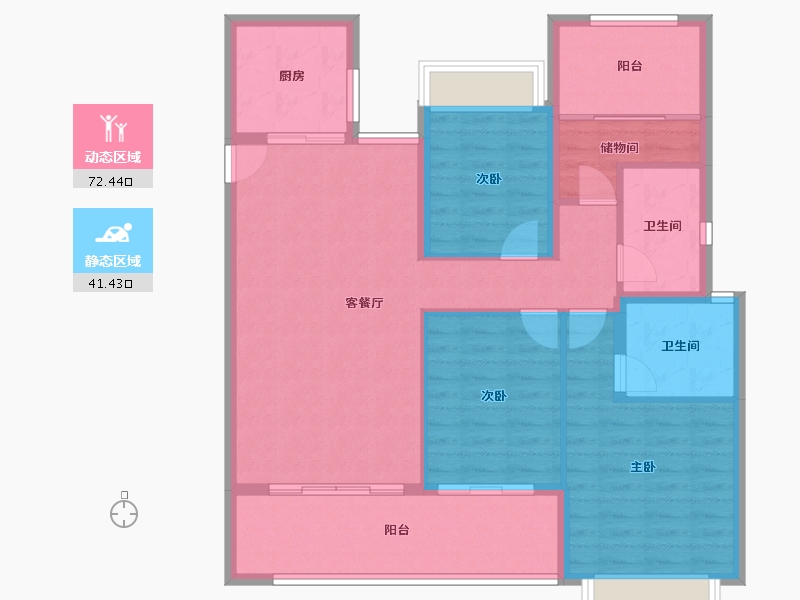 湖南省-长沙市-金地都会风华-102.86-户型库-动静分区