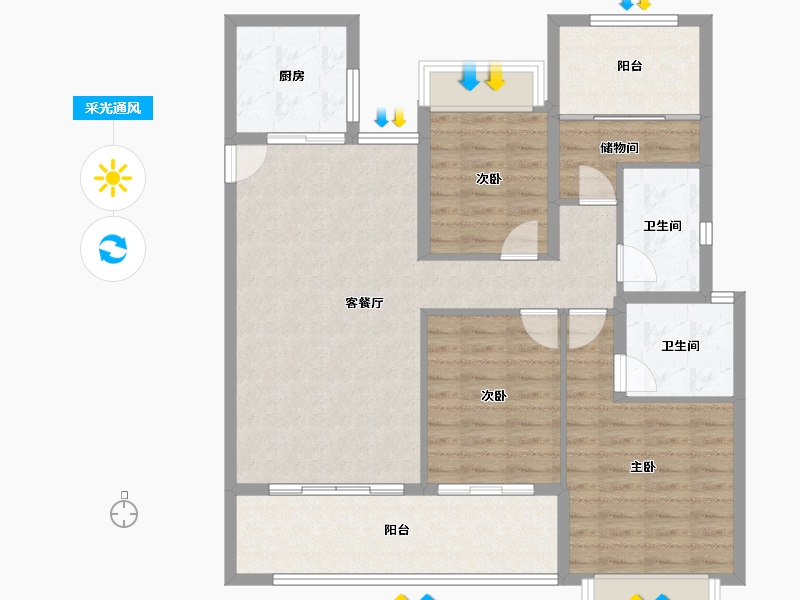 湖南省-长沙市-金地都会风华-102.86-户型库-采光通风