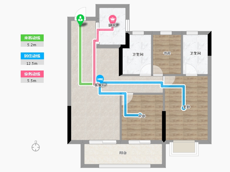 浙江省-宁波市-世外旭辉城一期-77.84-户型库-动静线