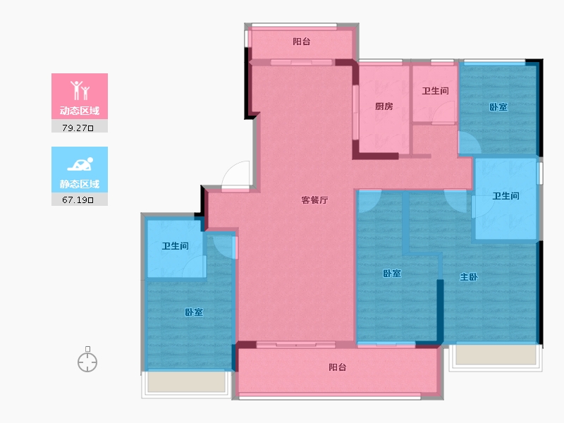 浙江省-台州市-绿城桂语江南府-132.80-户型库-动静分区