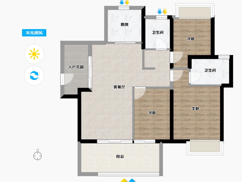 海南省-三亚市-保利崖州湾-87.86-户型库-采光通风