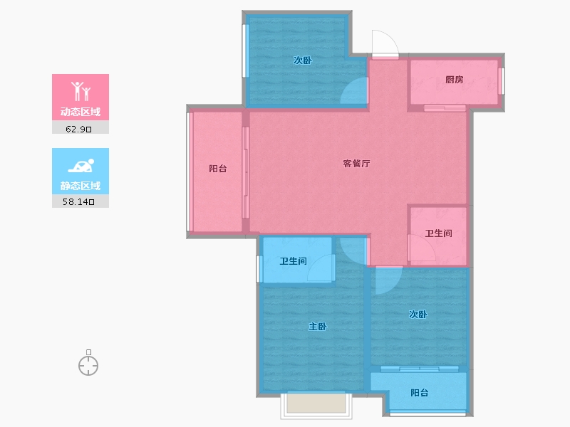 山东省-临沂市-颐龙恒泰·陶然里-110.41-户型库-动静分区