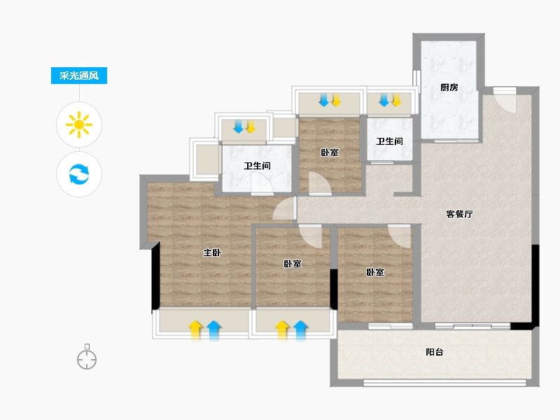 广东省-广州市-天悦云湖-87.00-户型库-采光通风