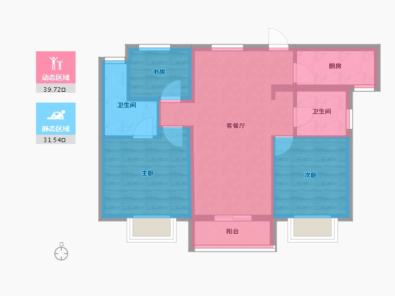 天津-天津市-台景誉峰-62.97-户型库-动静分区