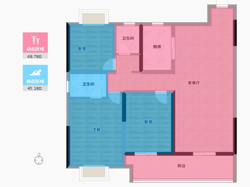 江苏省-常州市-嘉宏空港国际星光城-101.60-户型库-动静分区