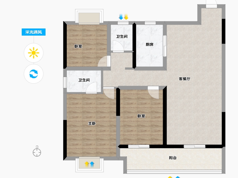 江苏省-常州市-嘉宏空港国际星光城-101.60-户型库-采光通风