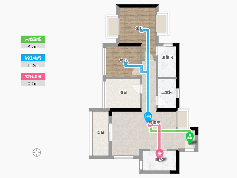 广东省-广州市-珠江弘阳时光荟-60.00-户型库-动静线