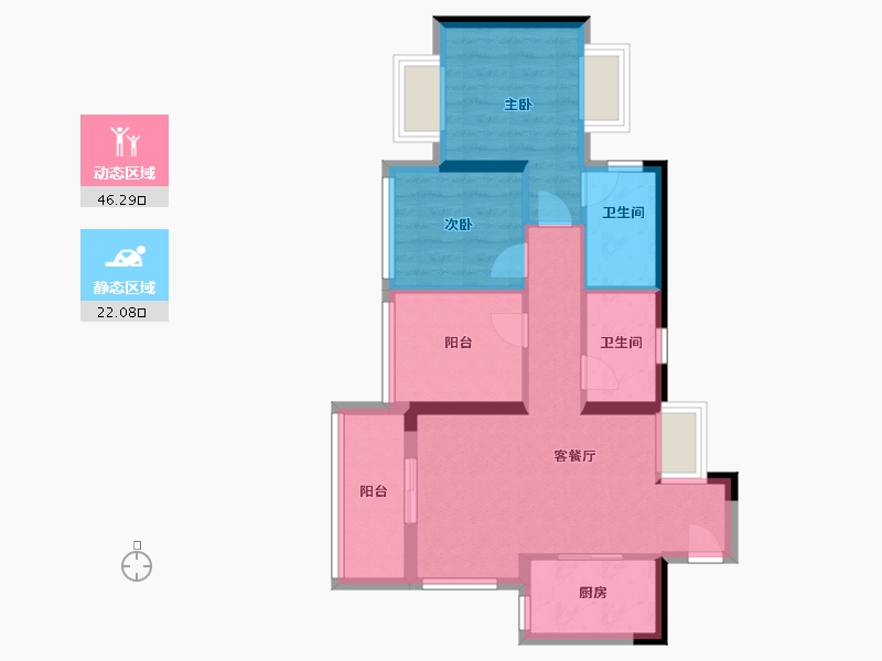 广东省-广州市-珠江弘阳时光荟-60.00-户型库-动静分区